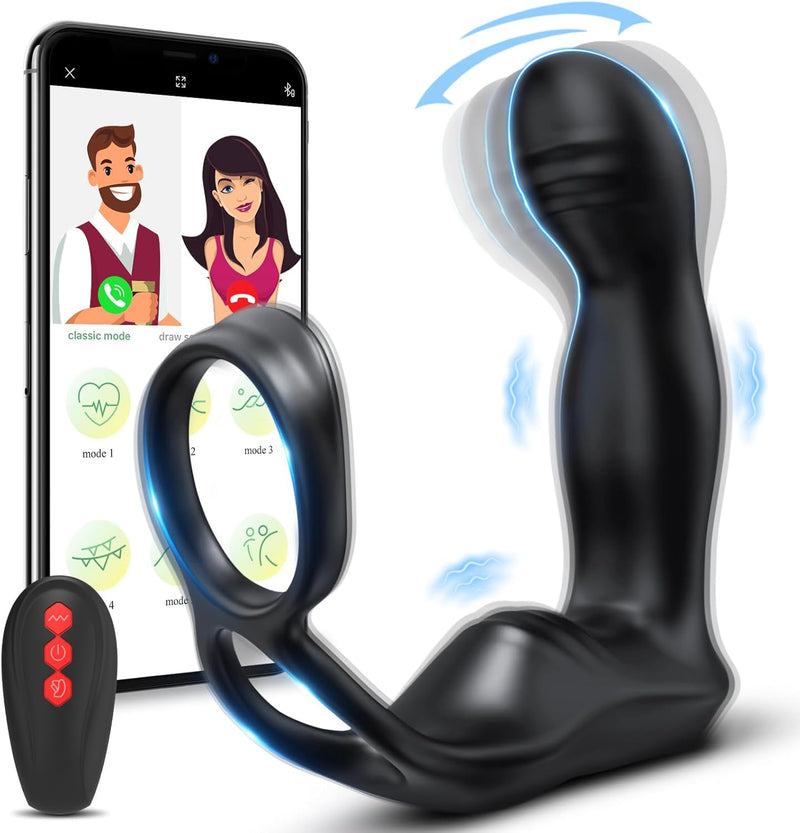 APP-Controlled Prostate Massager with Cock Ring – Vibrating & Wiggling Anal Toy