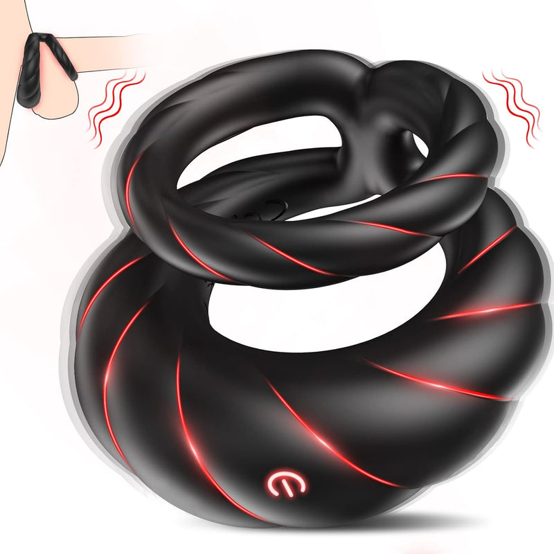 Vibrating Cock Ring for Men - 10 Vibration Modes, Double Vibrators for Couples
