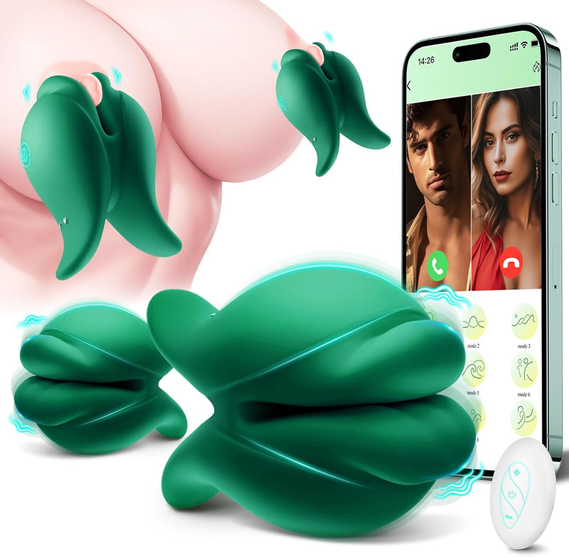10 Mode Vibrating Nipple Clamps & Clitoral Stimulator, APP Remote Control Adult Toy
