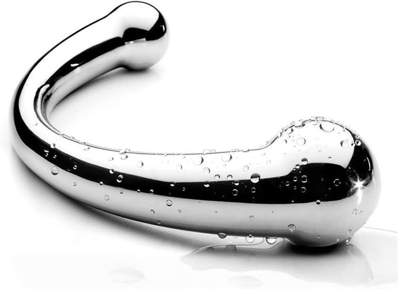 G-Spot Stimulating Dual-Ended Metal Wand, Curved Fetish Plug for Couples