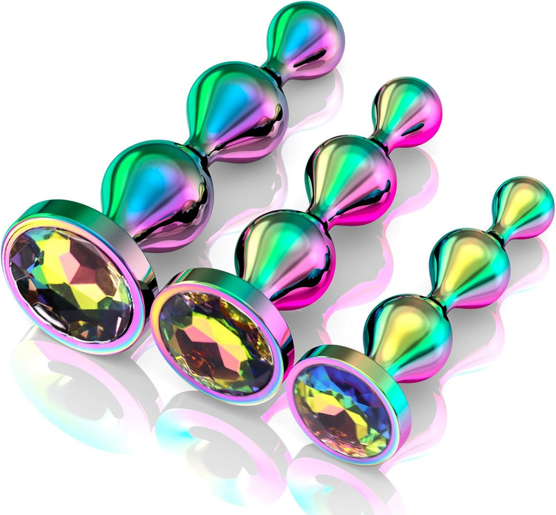 Metal Anal Beads Set: 3 Graduated Stainless Steel Butt Plugs for Prostate Massage