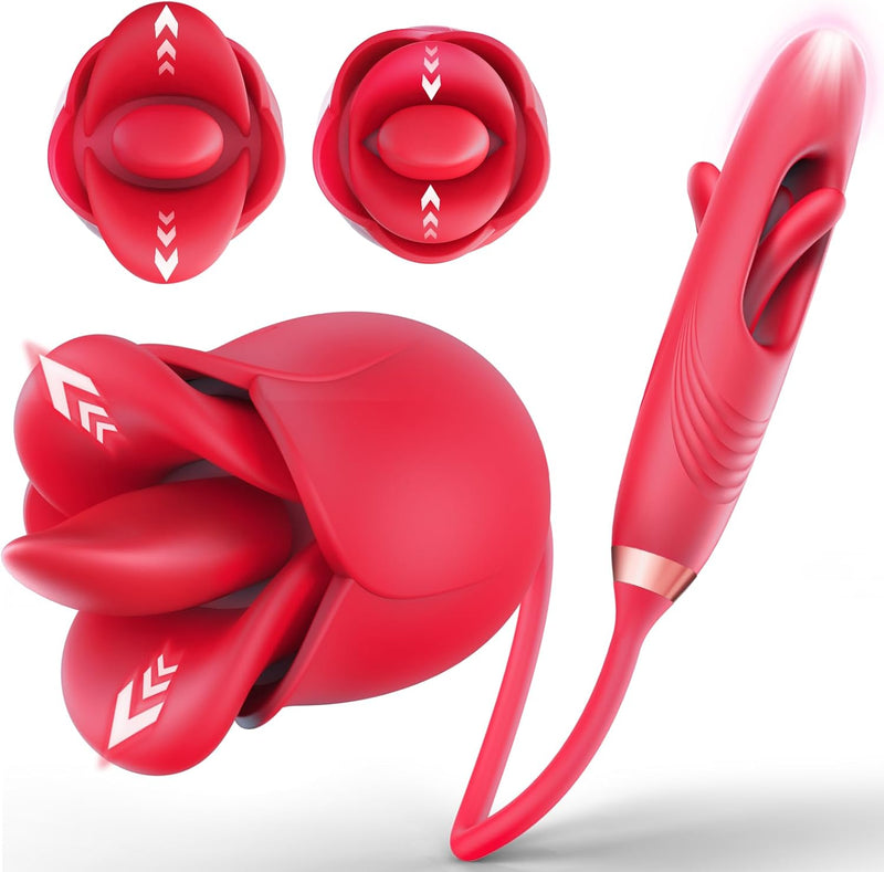 4-in-1 G-Spot Vibrator – Rose Dildo with 10 Modes for Clitoral & Anal Stimulation