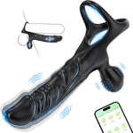 APP-Controlled Vibrating Strap-On & Anal Plug with 10 Modes, Cock Ring & Stimulator