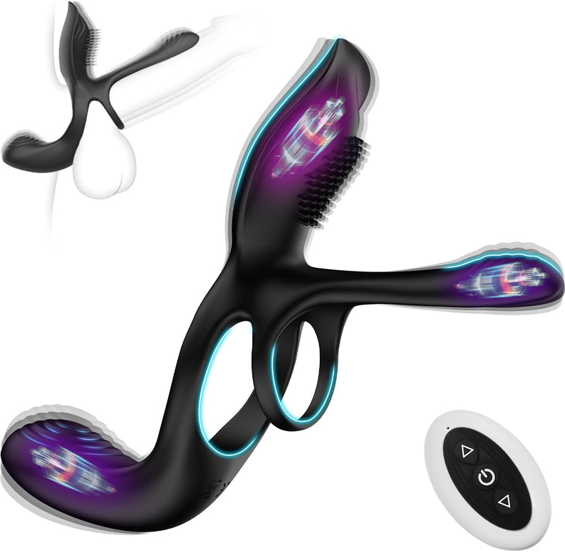 3-in-1 Vibrating Cock Ring with 10 Modes, Couples Sex Toy for Men & Women