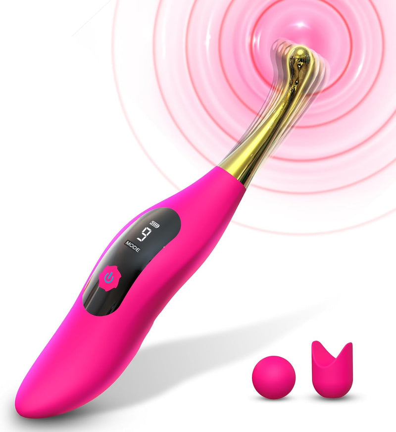 Rechargeable Clitoral Vibrator – 9 Modes G Spot & Nipple Stimulator, Waterproof Wand