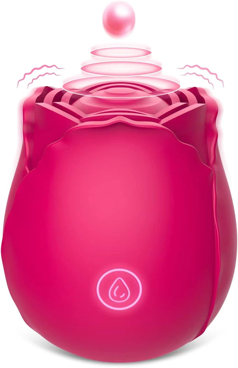Rose Clitoral Vibrator for Women – 7 Tapping Modes, Nipple & Clit Stimulator, Red