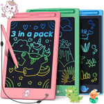 LCD Writing Tablet Doodle Board Toy 3,4,5,6,7,8 yr Old Girls Boys, 8.5IN(Pack of 3)(Green,Blue,Pink)