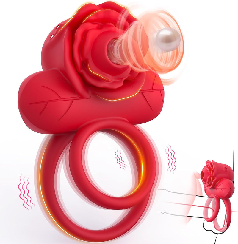 Vibrating Penis Ring with Clitoral Suction, 10-Mode Couples Stimulator Toy