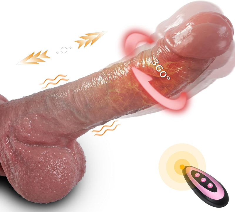 360° Rotating Thrusting Dildo – Realistic Vibrator with Heating, Remote & 9 Modes