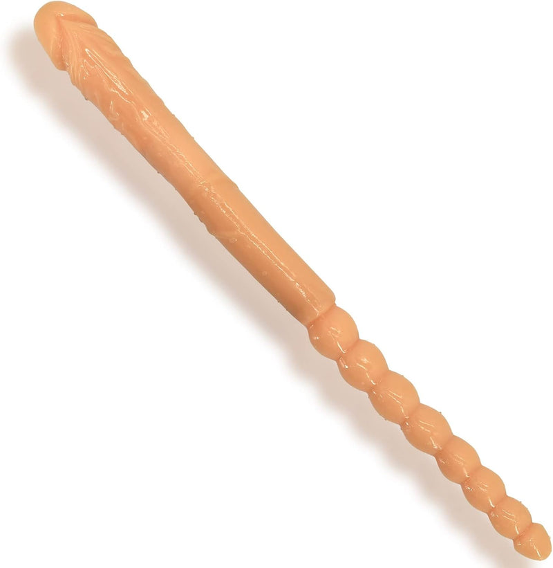 18.9" Double-Ended Dildo with Veins & Glans, Anal Beads for Vaginal & Anal Play