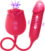 Thrusting Rose Vibrator – Dual-Ended Dildo with 10 Suction Modes for Clitoral & G-Spot