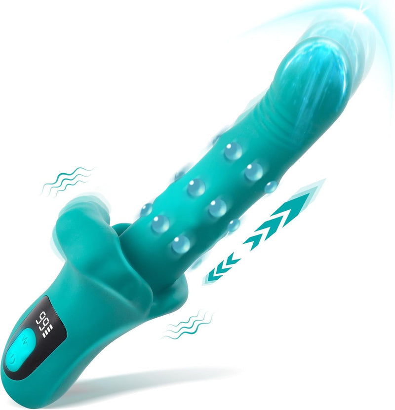 Thrusting & Vibrating Rabbit Vibrator – G Spot, Clit & Anal Stimulation, LCD Display