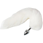 Animal Tail Anal Plug Sexy Fox Cat Dog Tail Cosplay Anal Plug Adult Erotic Sex Toys Flirting Anal Butt Plug Fluffy Tail Butt Plug Roleplay (White)
