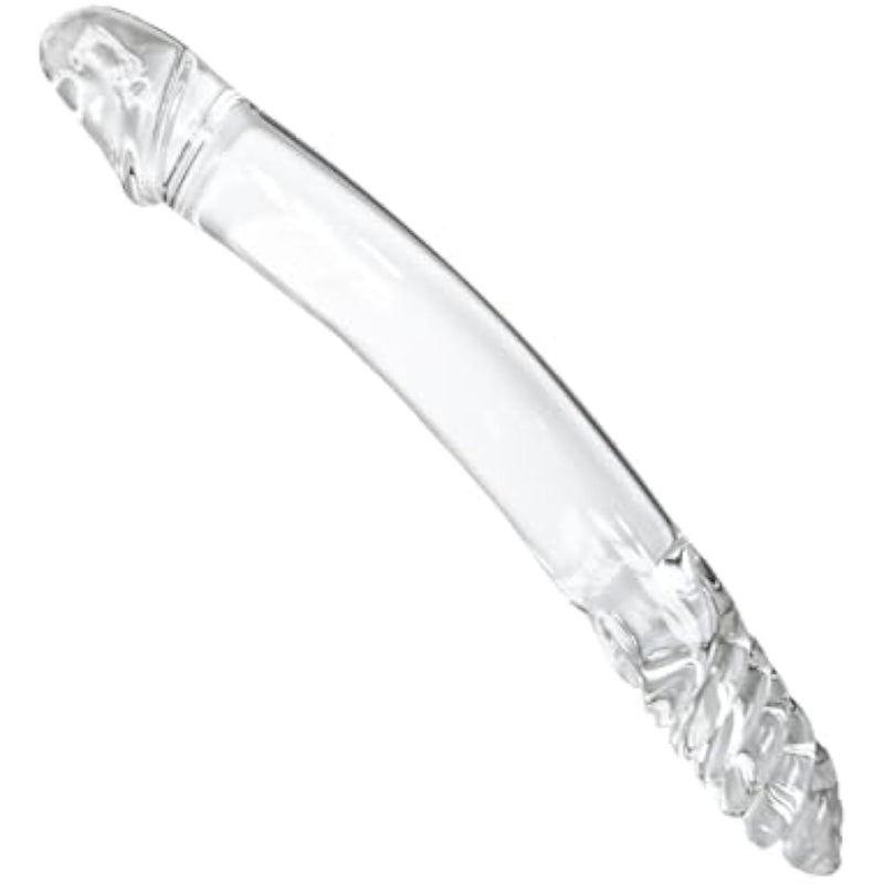 Glass Double Ended Dildos Anal Butt Plug Crystal Double Sided Dildos Sex Toys Transparent Double Dong Realistic Dildo Double Head Dildo For Women Men Couple Waterproof Double Dildos Penis