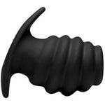Hive Ass Tunnel Silicone Ribbed Hollow Anal Plug, Large, Black