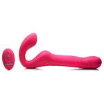 10X Thrusting & Vibrating Silicone Strapless Strap-On With Remote, 10 Shaft & Bulb Vibrating Modes + 3 Thrusting Speeds - Pink