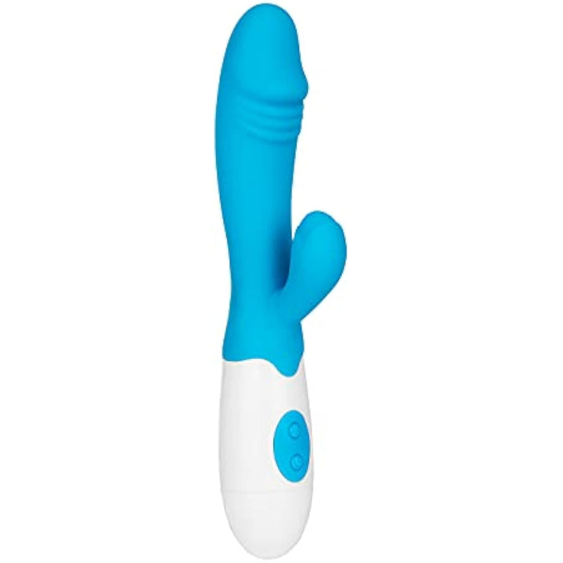 Powerful Rabbit Vibrator - G-Spot Vibrator And Clitoris Stimulator, 30 Vibration Settings - Skin-Friendly Silicone (Light Blue)