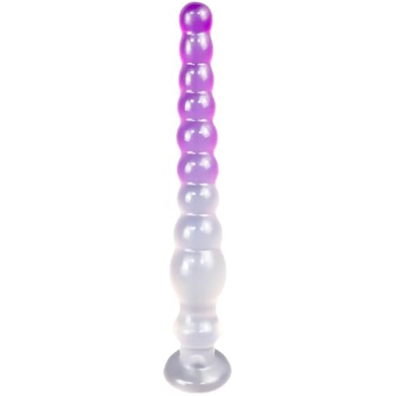 Long Beaded Anal Plug Dildo Adult Sex Toys With Suction Cup, 10 Beads Butt Plug Stimulation Soft Flexible Waterproof Massage Anal Masturbator For Men And Women Pleasure (Transparent Purple, S) (Large)