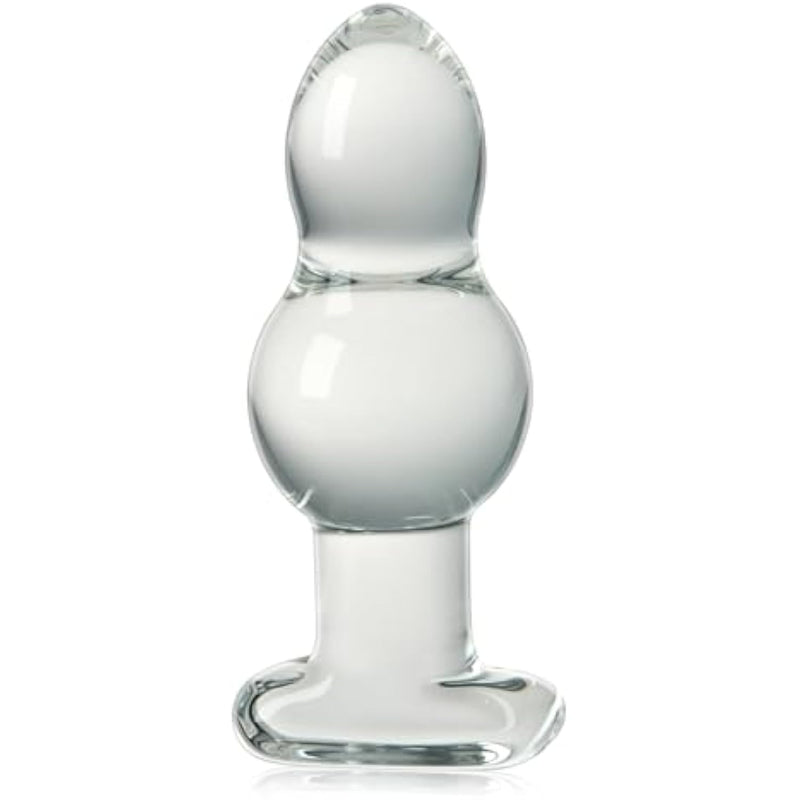 Graduated Anal Beads Sex Toys For Men Women And Couples Glass Butt Plug Gourd Shape Anal Trainer Transparent (L)