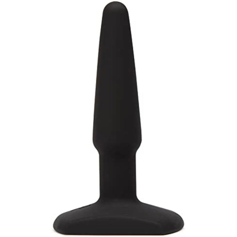 Classic Butt Plug - 4 Inch Silicone Anal Plug - Slimline Beginner Friendly With Flared Base - Waterproof - Black