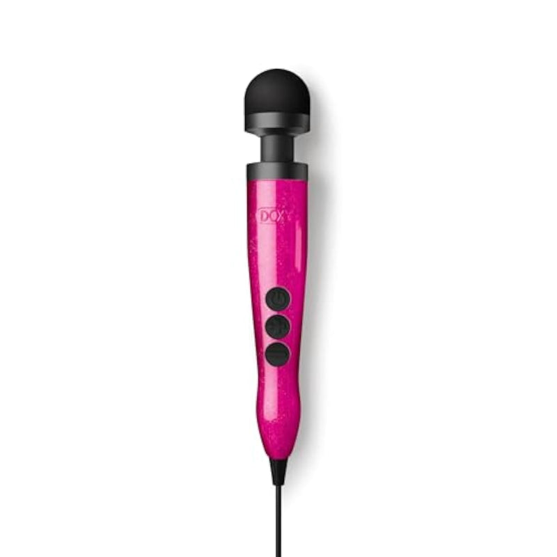 Doxy Die Cast 3 Wand Massager - Hot Pink Silicone Head & Metallic Finish Sex Toys for Adults, Compact Neck Massager & Versatile Massage Gun - Luxurious, Lightweight, Removable Head