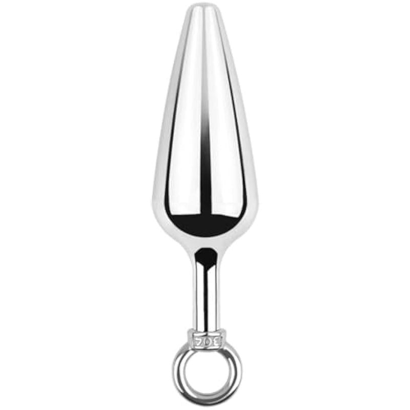 Female Male Pleasure Metal Smooth Butt Plug With Pull Ring Pointed Metal Anal Plug Massage Masturbation Sex Toy