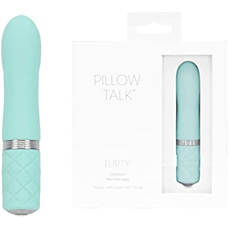 Flirty Vibrating Wand, Premium Silicone With Swarovski Crystal, Deep & Rumbly Powerbullet Vibrations, Rechargeable For Cordless Play (Teal)