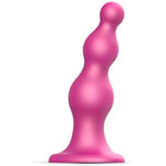 Dildo Plug Beads - Flexible Silicone Anal Dildo With Progressive Metallic Design - Waterproof Anal Sex Toy For Women, & Men - 100% Body-Safe Silicone Anal Beads (Raspberry - Small)