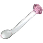 Glass Anal Plug Trainer With Rose Loop, Butt Plug Prostate Massager With Long Neck Base, G-Spot Glass Dildo Pleasure Wand Crystal Anal Sex Toys Stimulator For Men Women Masturbation (L)