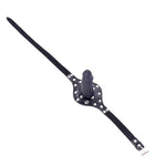 Black Rivet Mouth Plug Silica Gel Dildo With Adjustable Leather Strap For Couple Mouth Gag Sex Restraint Set (Length: 10Cm, Silver)