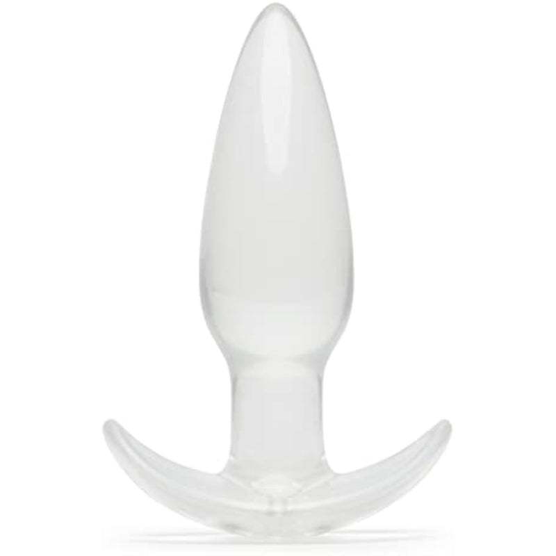 Butt Plug - 4 Inch Anal Plug - Beginner Friendly T-Bar Base With Tapered Tip - Waterproof - Clear