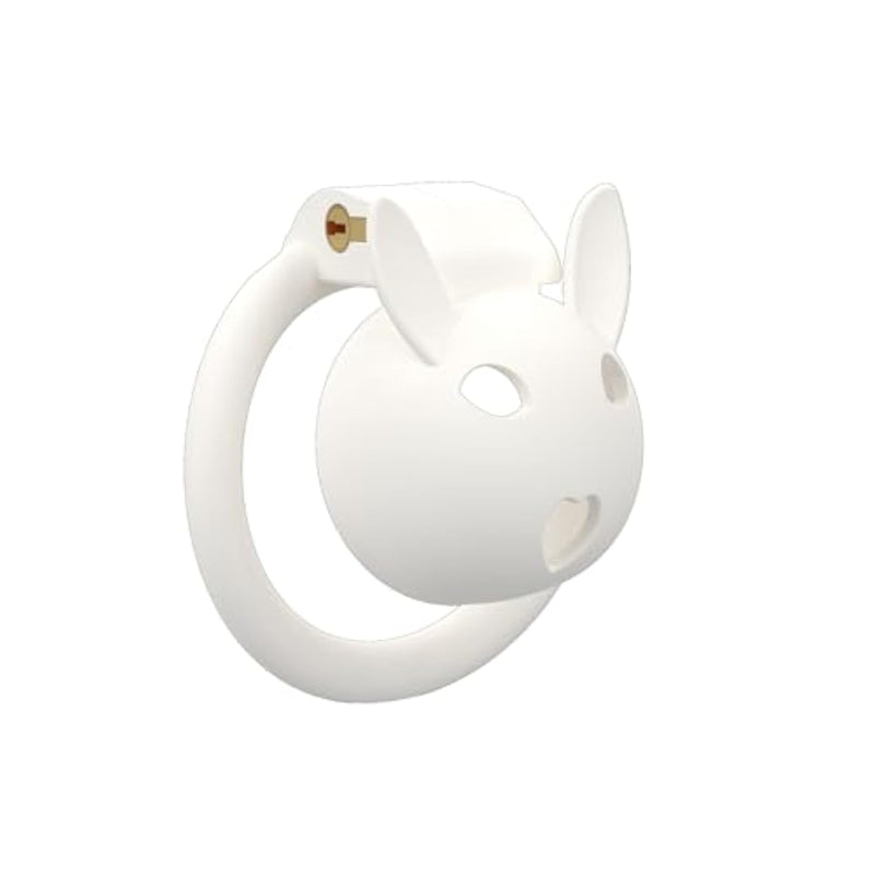 Rabbit Shaped Chastity Cage Set With 4 Carabiners, White Chastity Lock Sm Bondage Sex Toys, Lightweight And Breathable Chastity Device Fetish Trainer