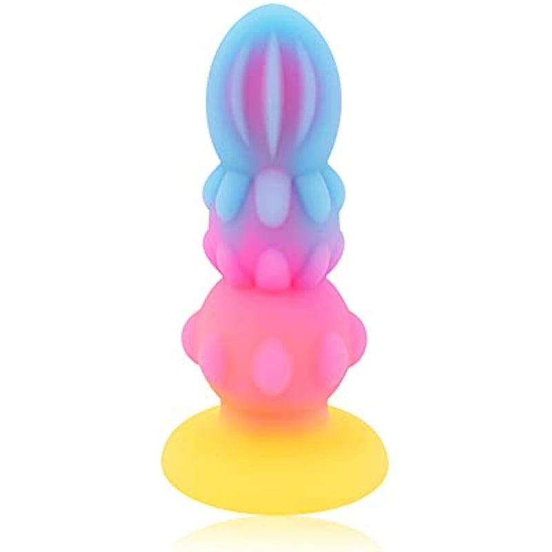 Butt Plug Monster Dildo Glow In The Dark Dildo Silicone Anal Plug With Suction Cup For Prostate Massage G-Spot Stimulation Anal Sex Toys For Women Men Masturbation (S)