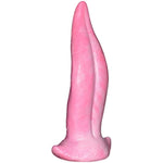 Medium Size Soft Feeling Tongue Shape Dildo Multi Colored Flexible Colorful With Suction (Pink+White)