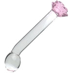 Glass Anal Plug Trainer With Rose Loop, Butt Plug Prostate Massager With Long Neck Base, G-Spot Glass Dildo Pleasure Wand Crystal Anal Sex Toys Stimulator For Men Women Masturbation (L)