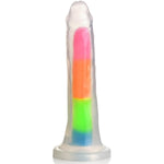 Lollicock 7" Glow-In-The-Dark Rainbow Premium Silicone Dildo For Men, Women, & Couples. Strong Suction Base Firm & Flexible Harness Compatible. 1 Piece, Rainbow