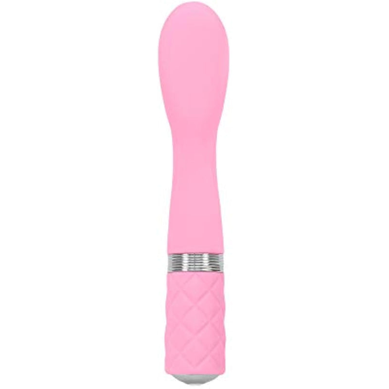Silicone G-Spot Vibrator Pink, Rechargeable And Multi Speed With Swarovski Crystal Button, Pretty Quilted Vibrator