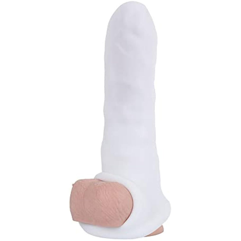 Soft Realistic Penis Sleeve Massager Extender Sheath Pocket Pussy Male Stroker Masturbator Vagina Egg Sex Toys For Male Enhancement Extension, White