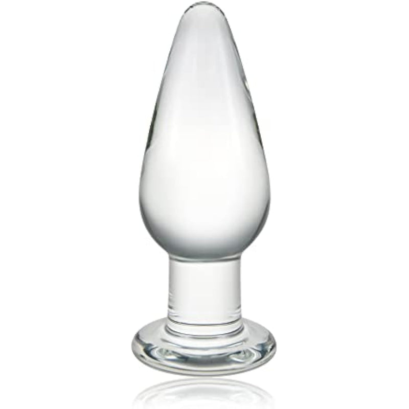 Anal Butt Plug Glass Anal Trainer Sex Toy With Long Neck Crystal Pleasure Wand With Tapered Head Unisex Bum Plug For Men Women (M)