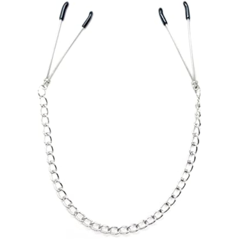 Adjustable Tweezer Style Nipple Clamps For Bdsm Experience - Soft Rubber Tips, Metal Chain For Added Weight & Sensitivity - Perfect For Beginners And Experienced Users - Bondage Kink Collection