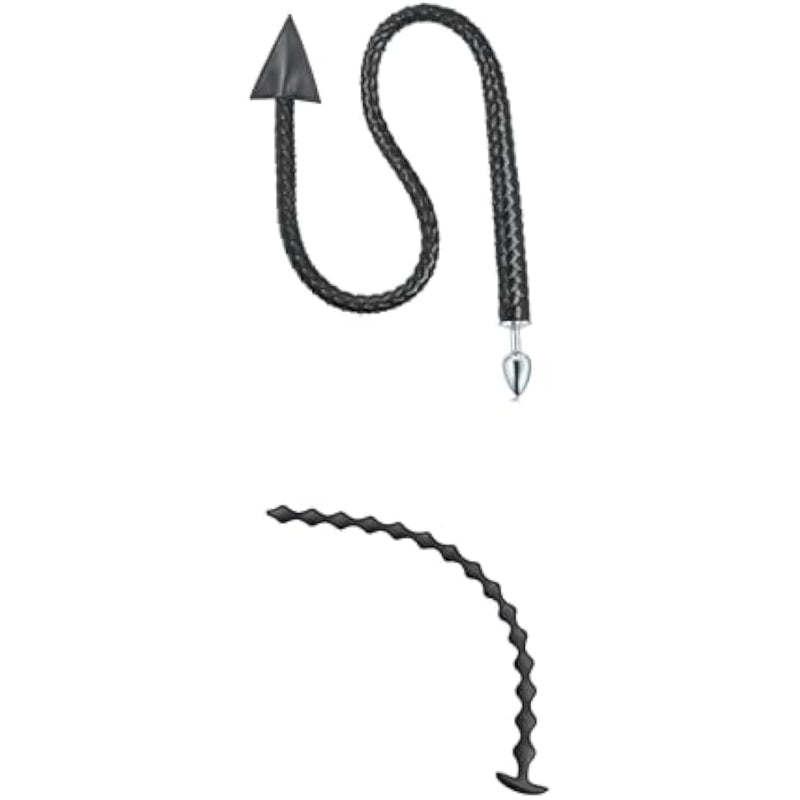 22.8 Inch Anal Beads Butt Plug With 15 Anal Balls Metal Butt Plug With Devil Tail Cosplay Anal Tail Sex Toys