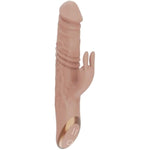 Thrusting Dildo Vibrator With Rabbit Stimulator - 10 Vibration & 5 Telescopic Thrusting Modes, Hypoallergenic Silicone, Usb Rechargeable, Ipx6 Waterproof, Beige