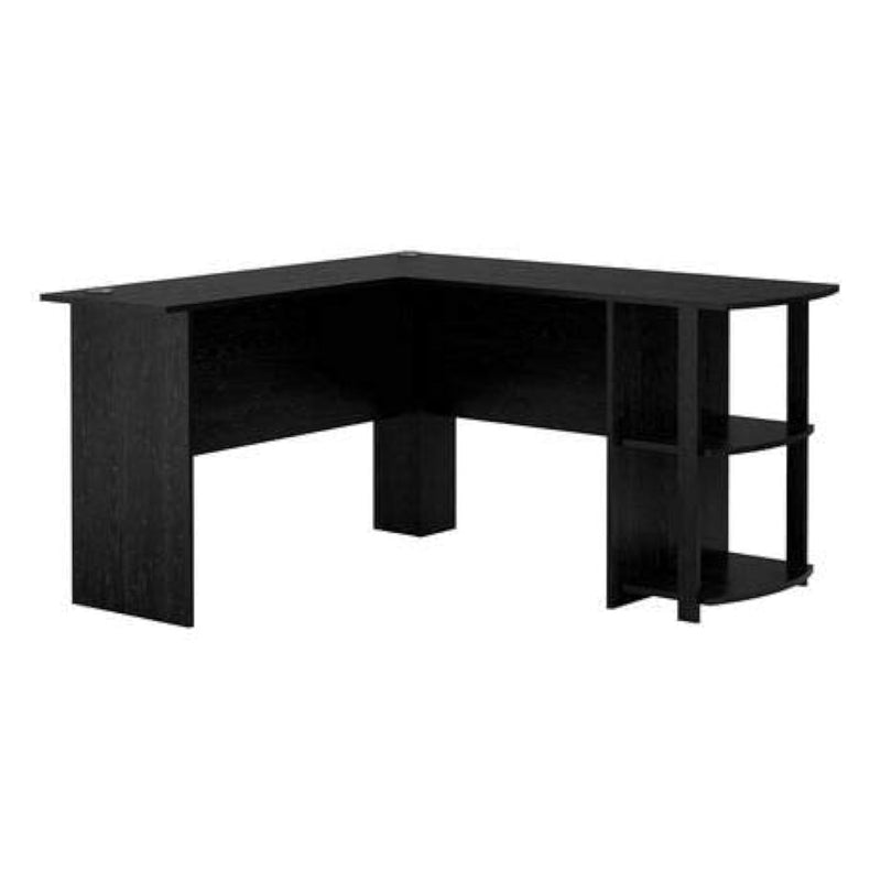 Dakota L-Shaped Desk With Bookshelves (Black Ebony Ash)
