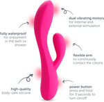 Dual Rabbit Vibrator with 10 Modes, Body-Safe Silicone, Waterproof & USB Rechargeable