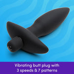 Vibrating Silicone Butt Plug – 3.5" Beginner-Friendly, 7 Modes, Waterproof (Black)