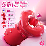 5-in-1 Rose Vibrator with Suction, Licking & App Control for Clit, Nipple & Anal