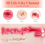 3-in-1 Male Masturbator, Realistic Pocket Pussy, Vagina & Anus for Men