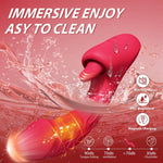 Red G-Spot Rabbit Vibrator with 7 Vibration, Licking & Thrusting Modes for Women