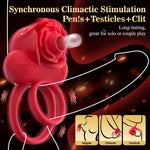 Vibrating Penis Ring with Clitoral Suction, 10-Mode Couples Stimulator Toy