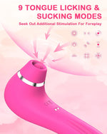 Clitoral Licking & Sucking Vibrator, APP-Controlled with 9 Vibration & Modes